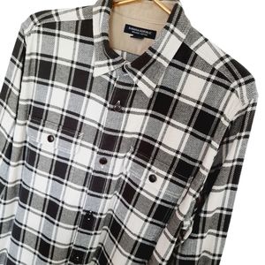 Banana Republic Shirt size Large Organic Cotton Flannel Plaid Heavy Weight